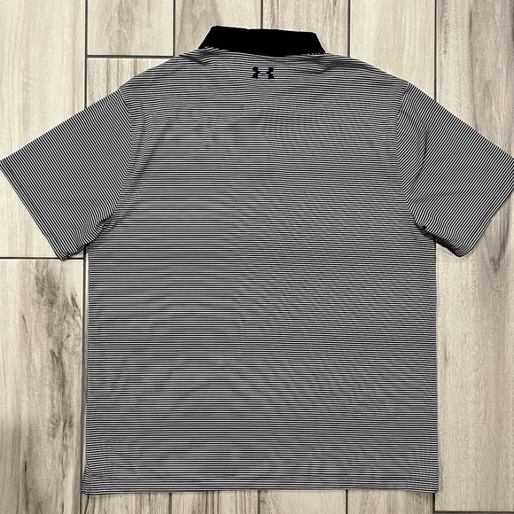 Under Armour The Performance Polo Shirt Mens Black Striped Golf XL - Picture 2 of 7